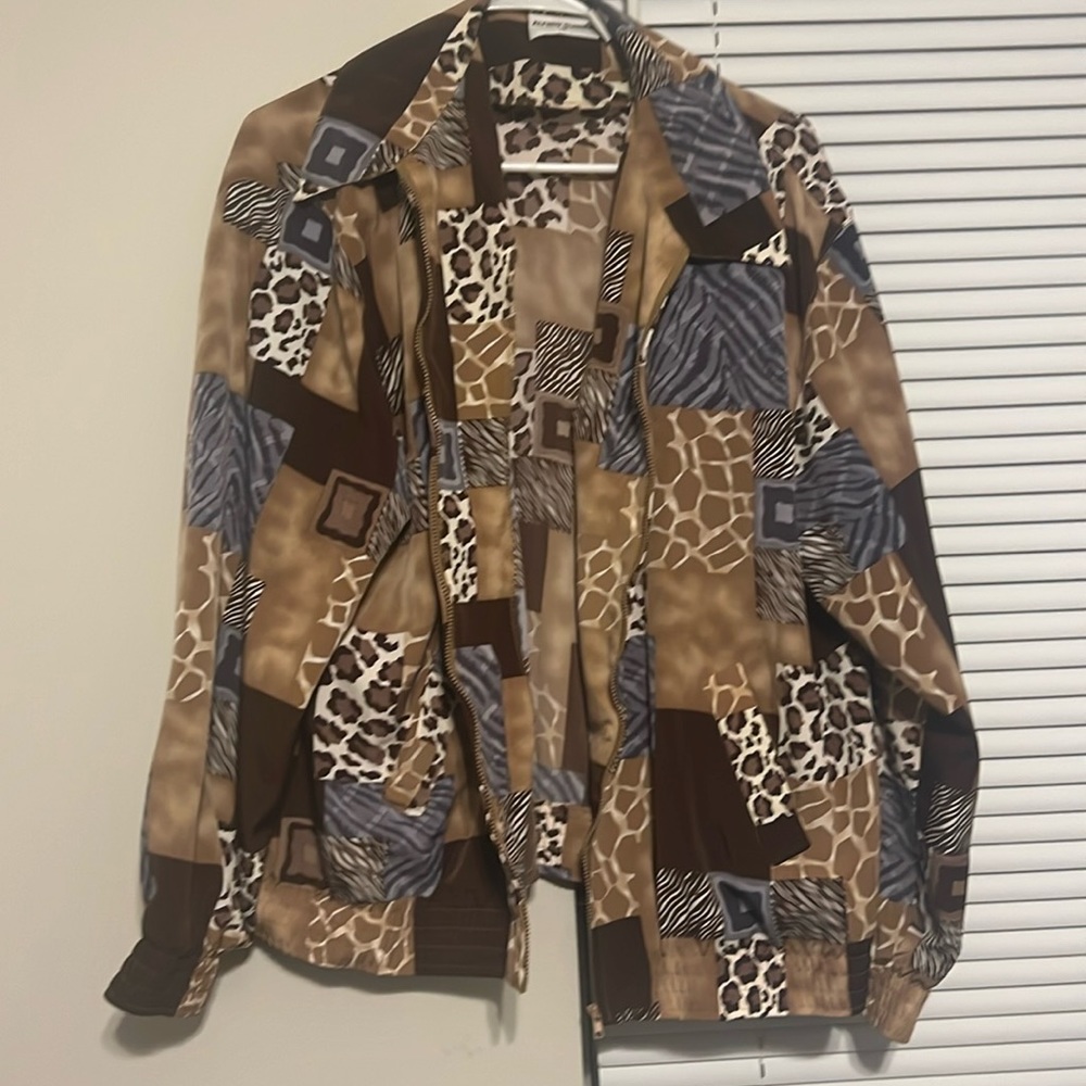 Alfred Dunner Animal Print Bomber Jacket